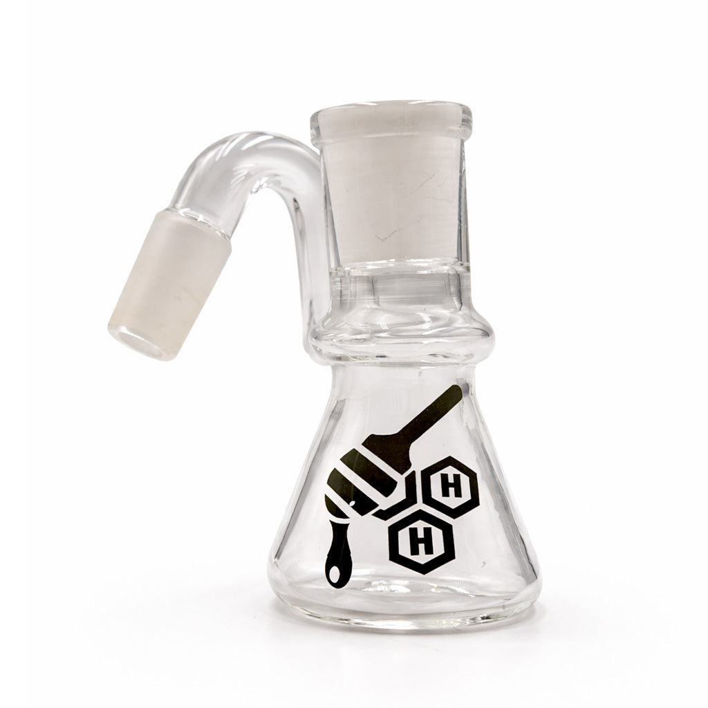 Beaker Base Glass Mini Ash Catcher in clear 2mm glass with a 14mm male 45 degree joint for cleaner bong sessions.