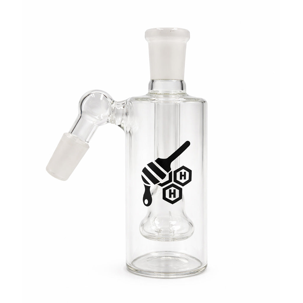 Bell Shape Showerhead Perc Cylinder Ash Catcher, 14mm male 45 degree clear glass ash catcher.