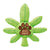 Front View Of Best Buds Squeaky Dog Toy Shaped Like A Green Leaf With Paw Design Available At Honeybee Herb