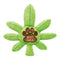 Front View Of Best Buds Squeaky Dog Toy Shaped Like A Green Leaf With Paw Design Available At Honeybee Herb