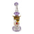 Closeup of BIIGO by Lookah 12 inch poly horned spectacle perc rig showing the horned top, purple accent glass, and included bowl 