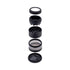 Black 5-Piece Herb Grinder with Magnifying Lid And Kief Catcher Parts Displayed