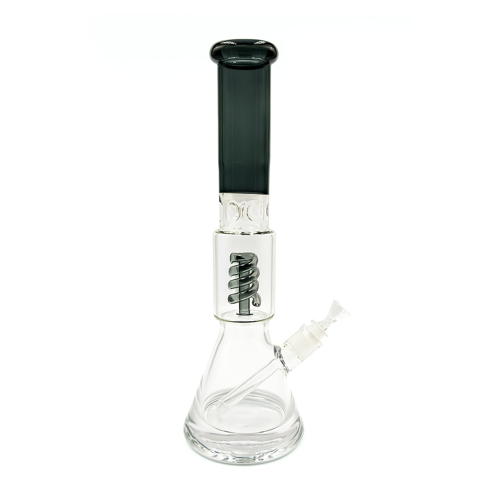 Black Coil Perc Beaker Bong with Ice Pinch and Tall Chamber – Buy Now at Honeybee Herb