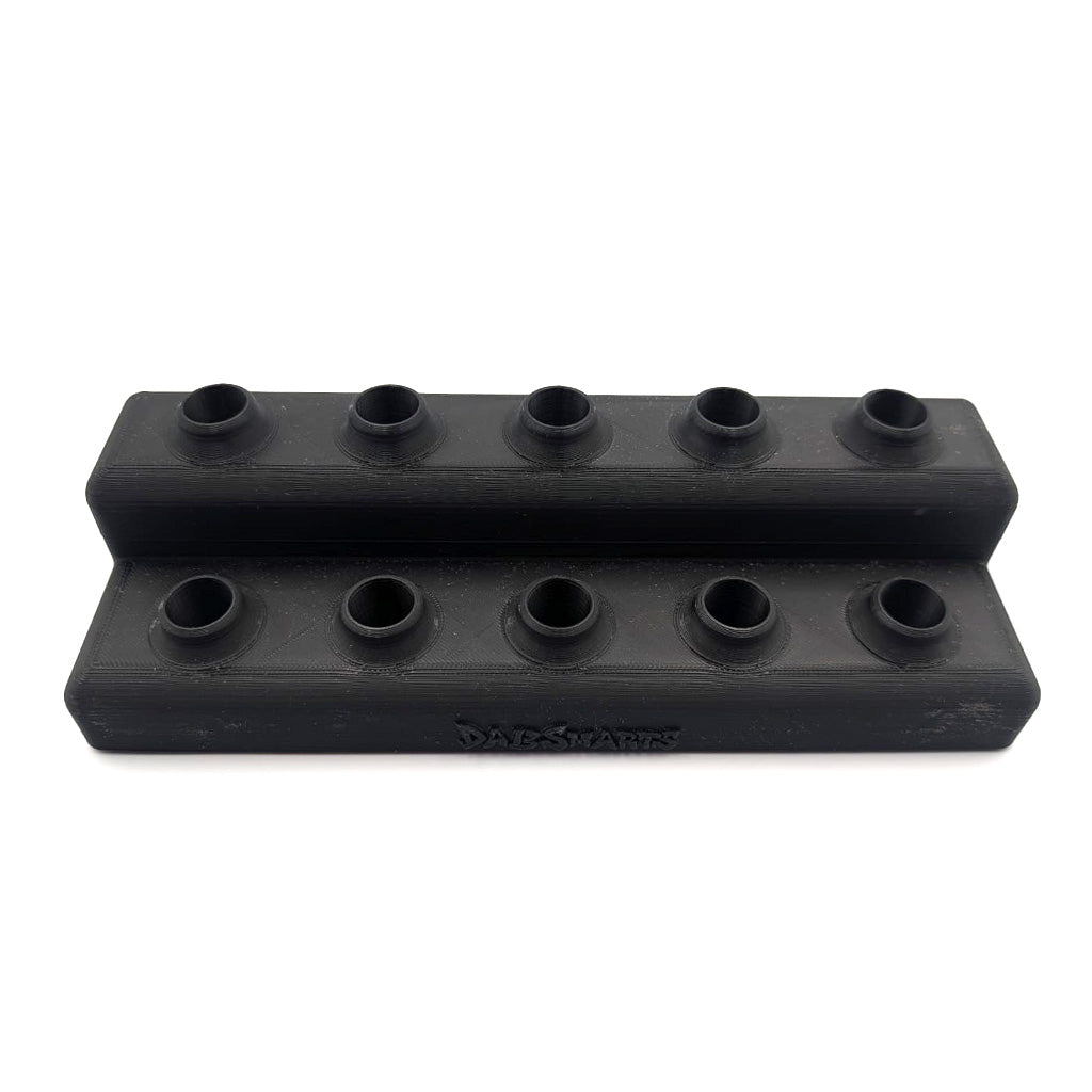 Black DabSmarts Marble Staircase 2 Tier dab tool and marble organizer, perfect for rig accessories at Honeybee Herb.