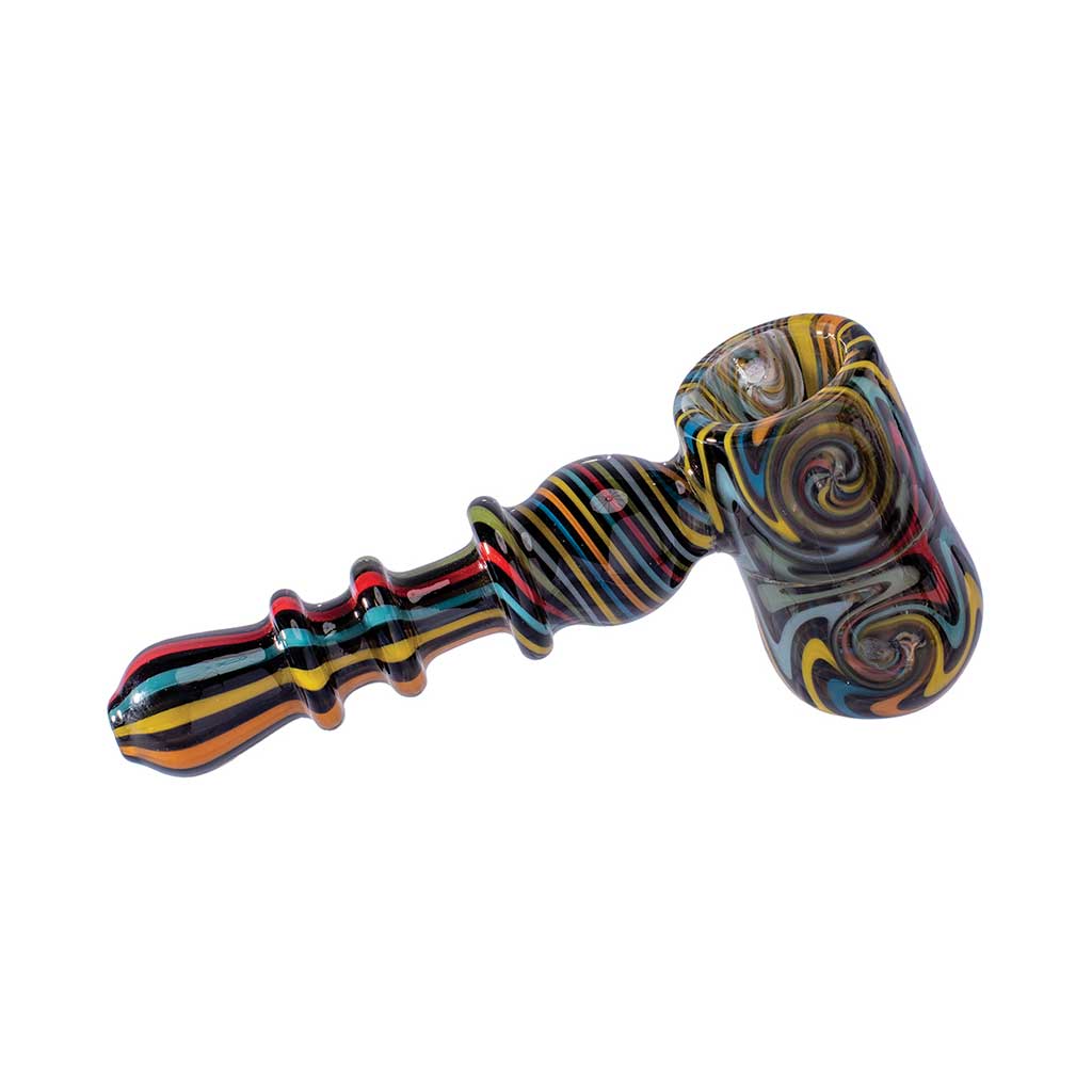 Black Hippie Wig Wag Hand Pipe, durable glass smoking accessory for smooth sessions