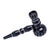 Durable black ribbed metal smoking pipe featuring built-in grinder – shop now