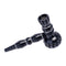 Durable black ribbed metal smoking pipe featuring built-in grinder – shop now