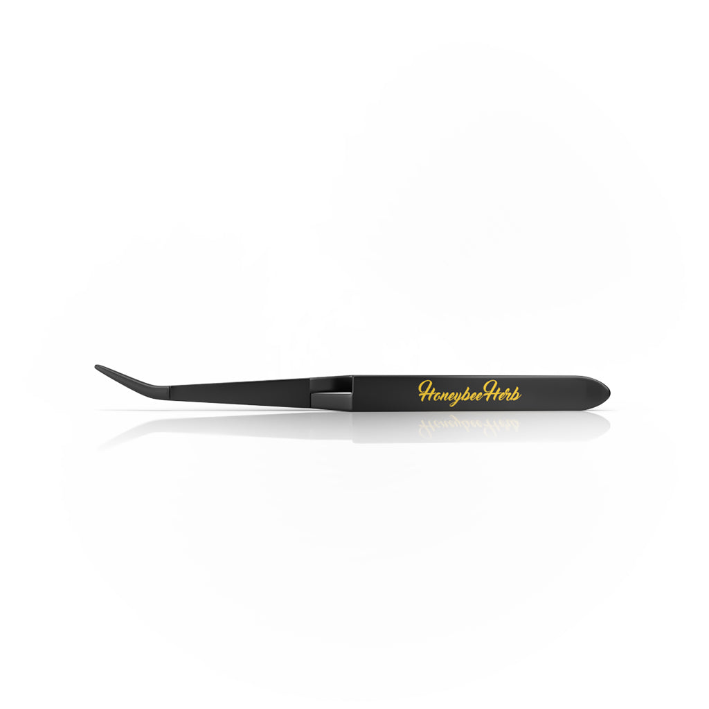 Black Stainless Steel Curved Tipped Reverse Tweezers Actual View