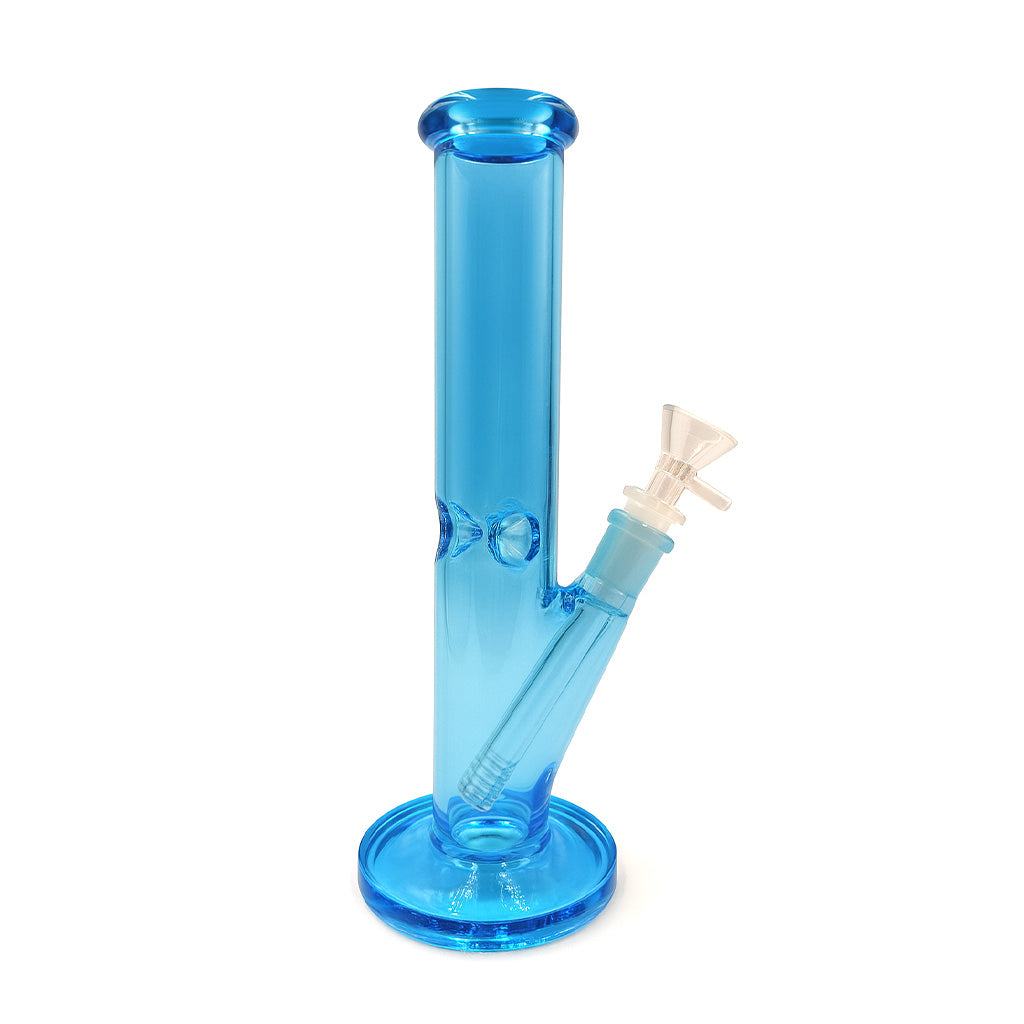 blue glass beaker bong waterpipe with clear bowl and reinforced joint, stylish and durable, buy at honeybee herb