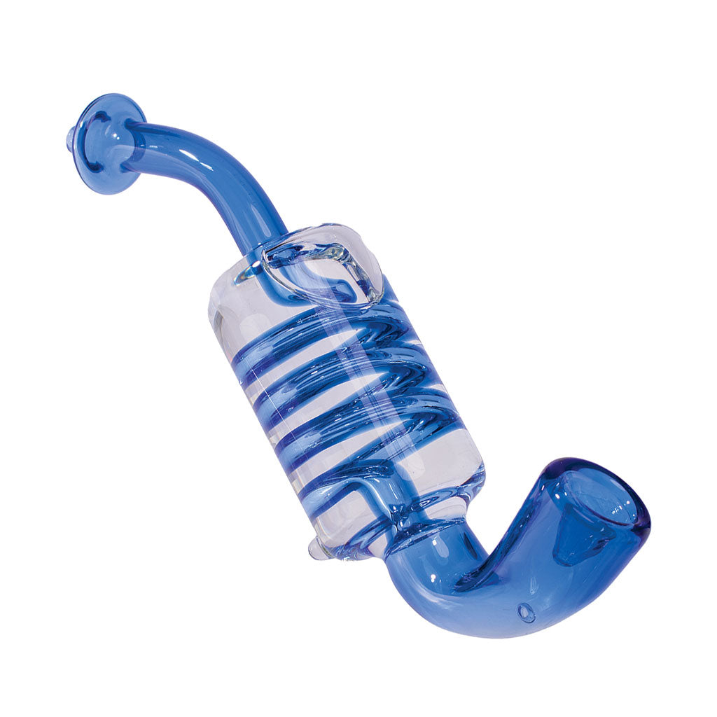Buy Blue Coil Glycerin Sherlock glass hand pipe—freezable coil for cooler hits, durable build. Fast shipping from Honeybee Herb.