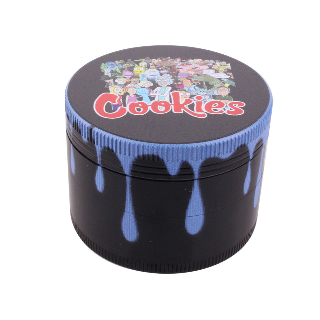 Color Drip Aluminum 4-Piece Herb Grinder in Blue with Dripping Paint Accents