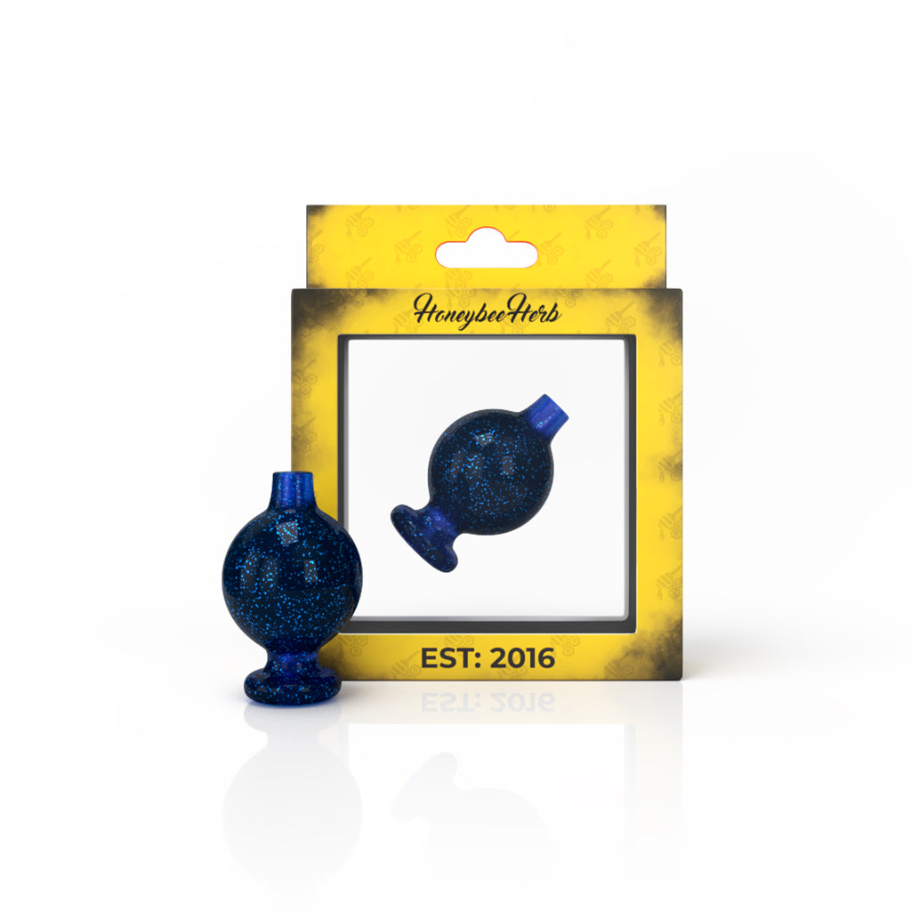Blue Dichro Glass Galaxy Bubble Carb Cap Yellow Packaging View