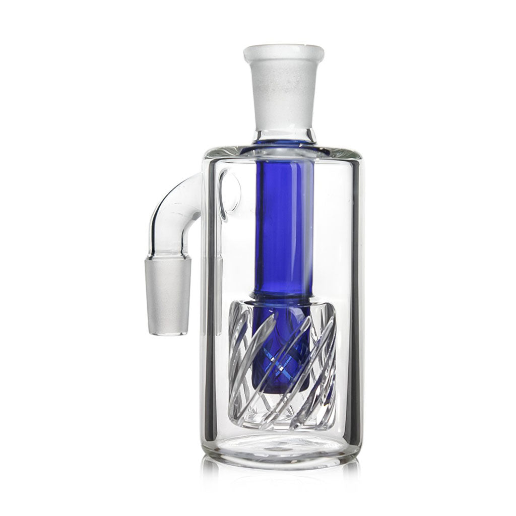 Buy blue gridded drum perc ash catcher online – premium glass ash catcher for bongs, designed for clean and smooth smoking experience