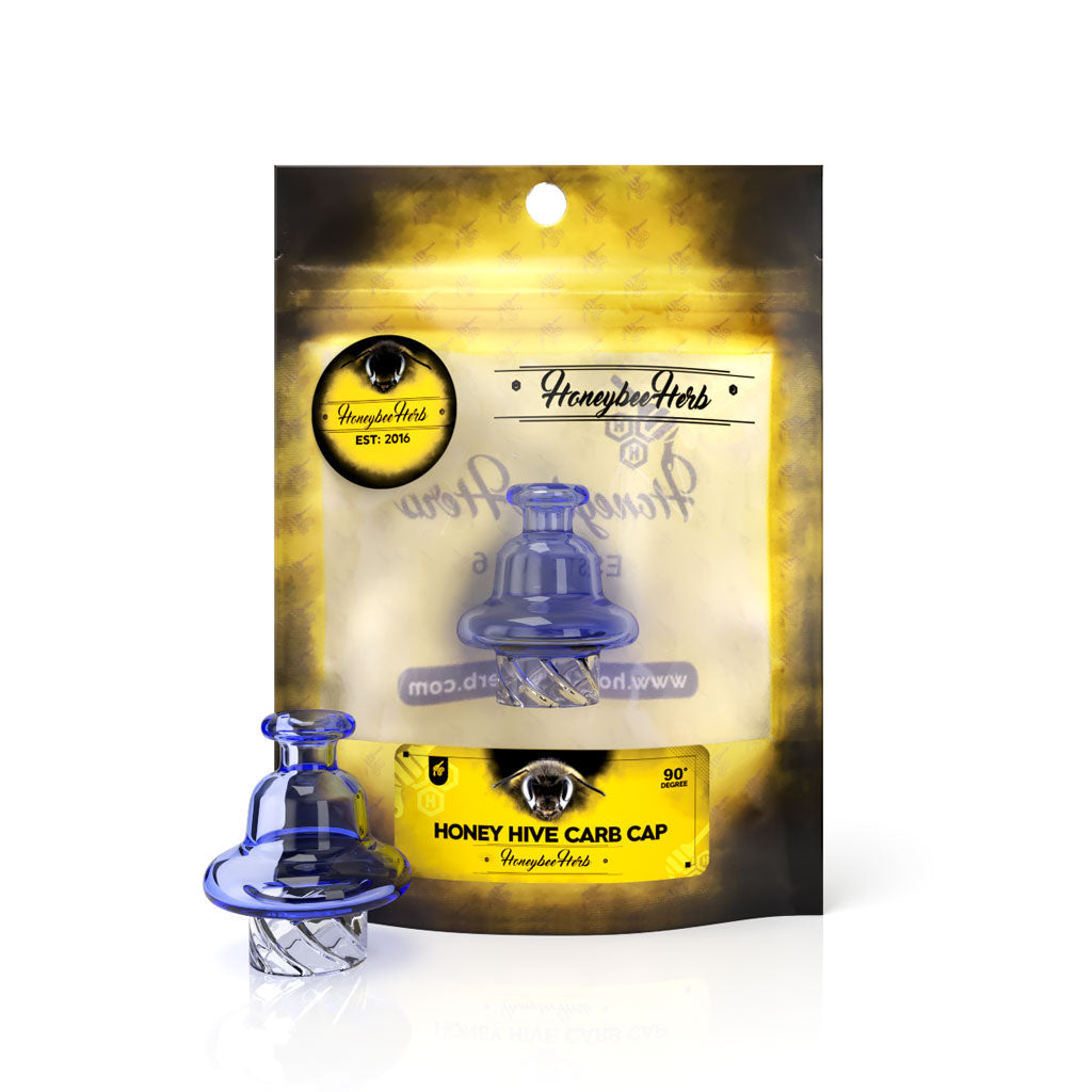 Auto Spinner 30mm Outer & 16mm Spout Diameter Blue Glass Honey Hive  Carb Cap Packaging View