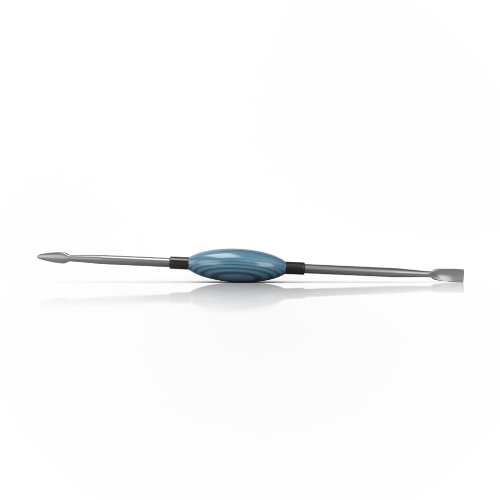 Oval Dabber Tool With Blue Glass Handle Having Double Sided Steel Tips With Spearhead Points & Flat Points