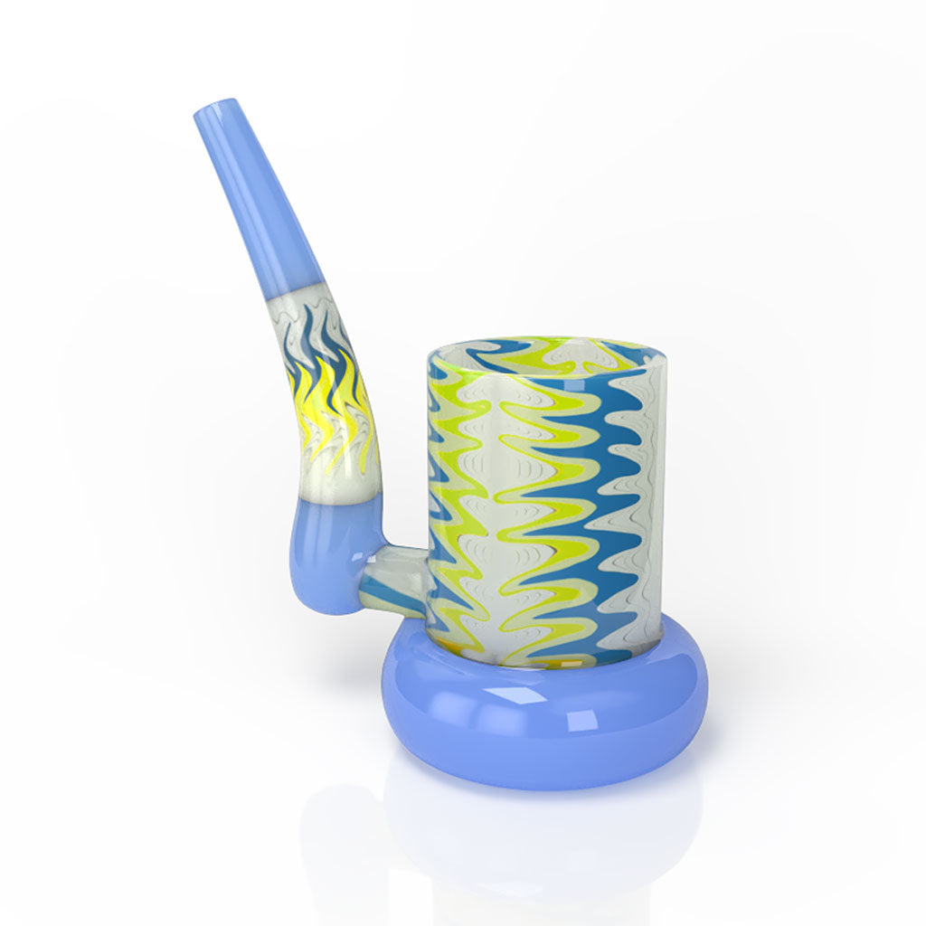 Multi-Color Wig Wag Design On Blue Glass Proxy Hippie Standing Sherlock