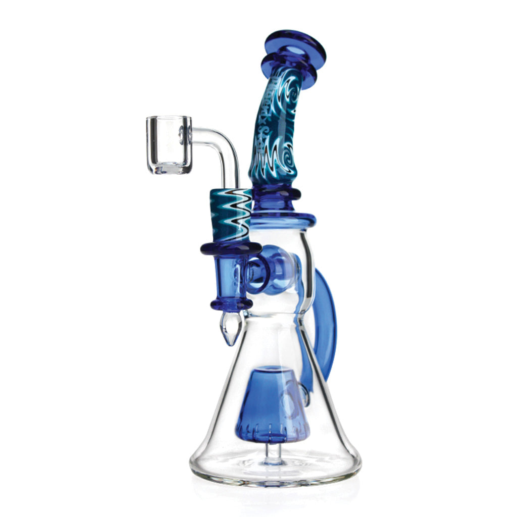 Blue Glass Pyramid Perc Oil Dab Rig Recycler At Honeybee Herb