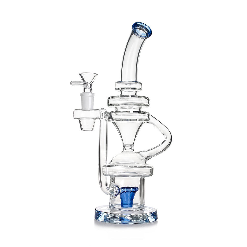 Colorful glass bong with showerhead perc for smooth hits
