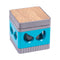 Blue Harlequin square grinder with wooden top and sturdy aluminum body for smooth, stylish herb grinding 