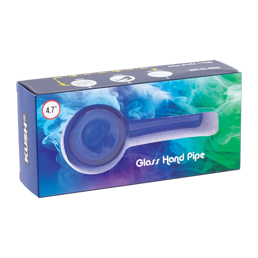 Blue lollipop-style glass hand pipe, thick glass and easy to clean—order today 