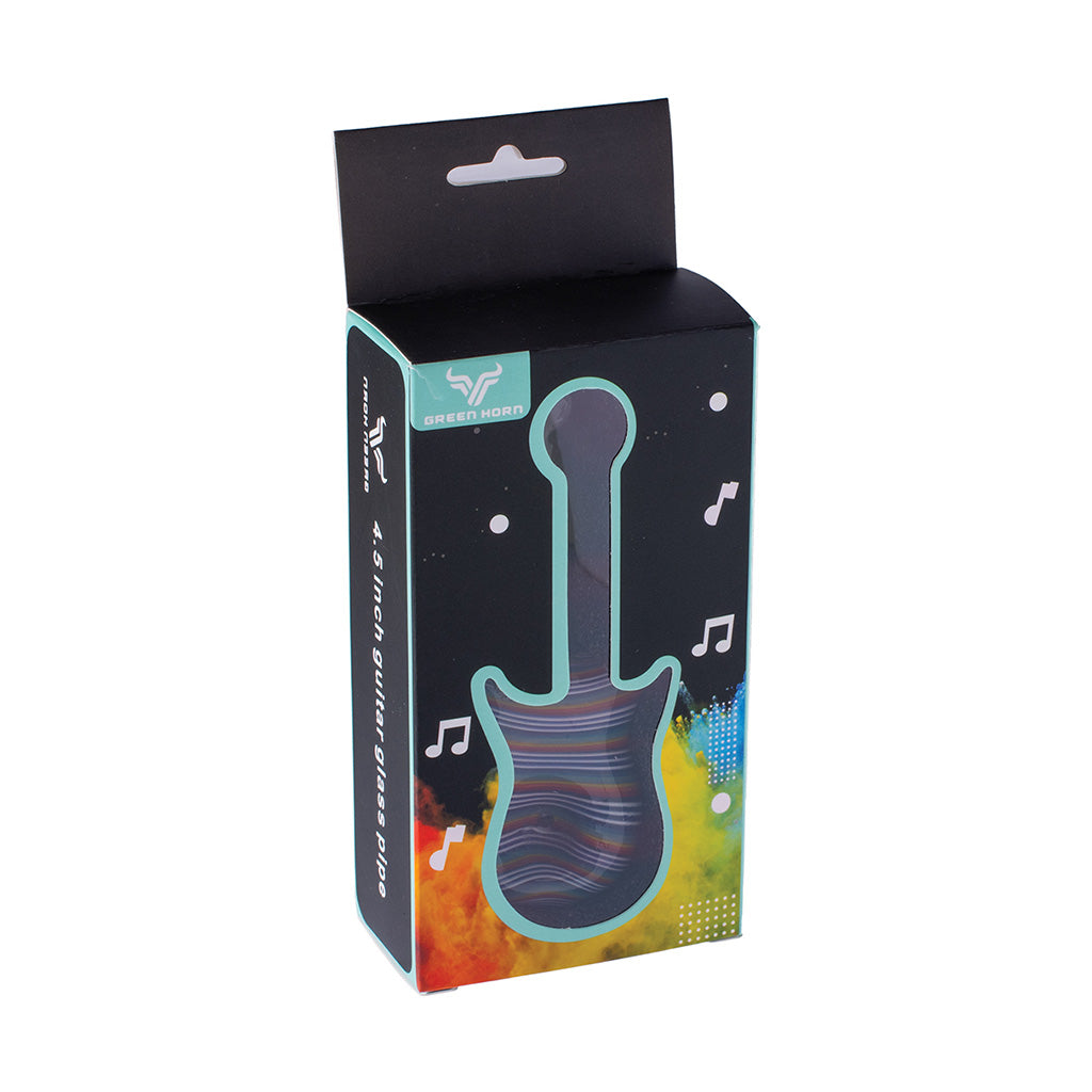 Guitar-shaped Blue Mix glass hand pipe – stylish smoking accessory