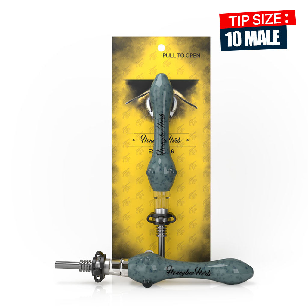 Steel Tip Speckled Blue Glass Nectar Collector with Keck Clips 