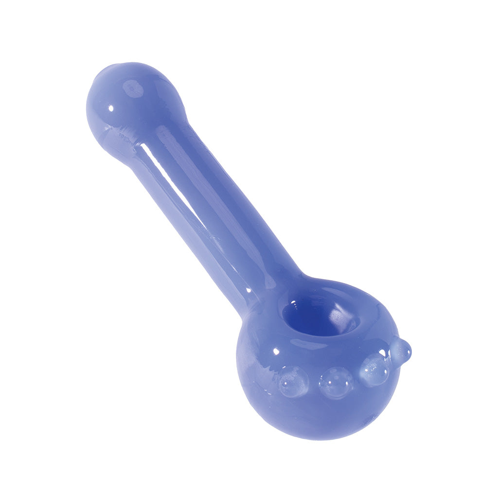 Buy Blue Spike Dot glass spoon hand pipe – compact, durable, smooth hits. Fast shipping from Honeybee Herb.