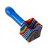 blue handle zig wag ice-cube glass hand pipe with rainbow swirl cube bowl, thick borosilicate spoon pipe, buy online at honeybee herb