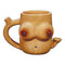 Boob Premium Roast and Toast Pipe Mug in tan ceramic style with handle, side pipe mouthpiece, and front novelty body design