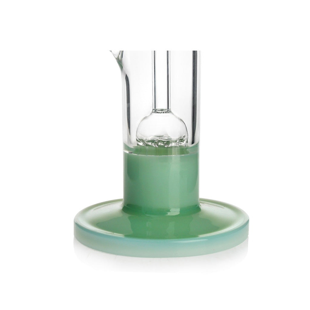 Close-up of Hittn 6-arm perc bubbler with green base and premium glass