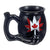 Black Canadian Leaf chubby roast and toast pipe mug with glossy finish, red and white leaf artwork, built-in front bowl, side carb hole, and curved handle