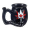 Black Canadian Leaf chubby roast and toast pipe mug with glossy finish, red and white leaf artwork, built-in front bowl, side carb hole, and curved handle