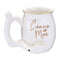 White Canna Mom chubby roast and toast pipe mug with glossy finish, gold rim, built-in front bowl, curved pipe-style handle, and carb hole