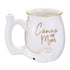 White Canna Mom chubby roast and toast pipe mug with glossy finish, gold rim, built-in front bowl, curved pipe-style handle, and carb hole