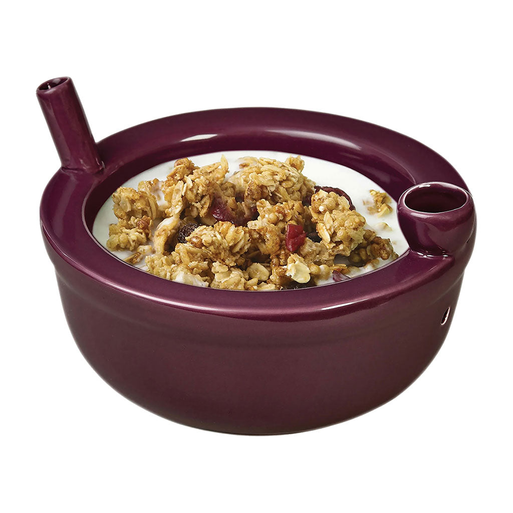 Purple ceramic Cereal Bowl Pipe - Roast & Toast by Fashion Craft showcasing a whimsical cereal bowl design.