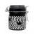 Front-Facing Ted Miller Checkerboard Leaves Jar With Black & White Trippy Pattern & Latch Lid At Honeybee Herb.