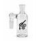 Barrel Perc Ash Catcher, 14mm male 90 degree, clear glass body with barrel perc for cleaner, smoother pulls.