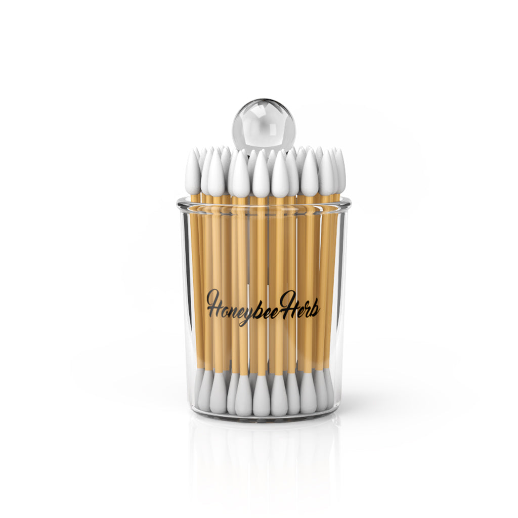 Clear Glass Dab Cleaning Cotton Swabs Boutique ISO Station Holder Jar Product Highlights View