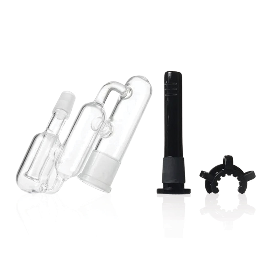 A Pack Of Clear Recycler Ash Catcher With Black Downstem And Clip Actual Product View