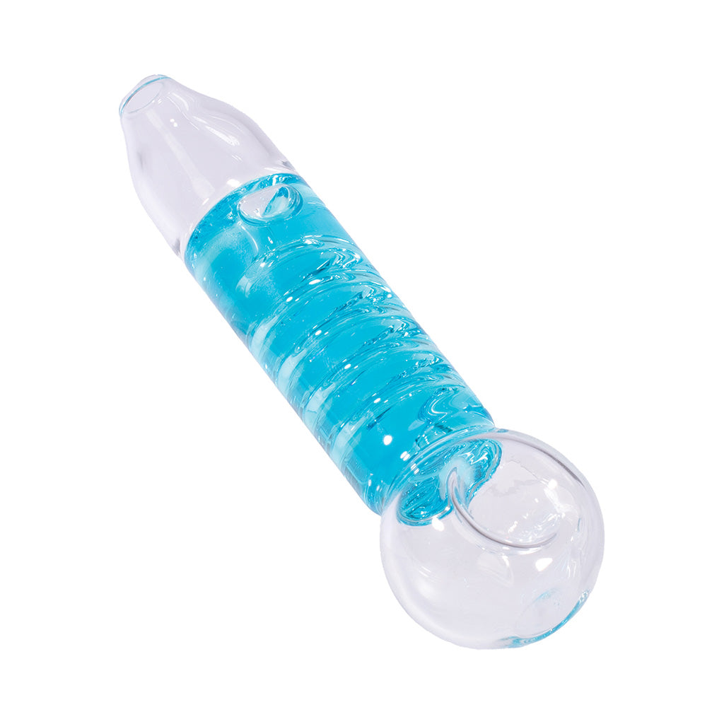 Blue Coil Glycerin Hand Pipe – freezable glass smoking pipe for smooth hits