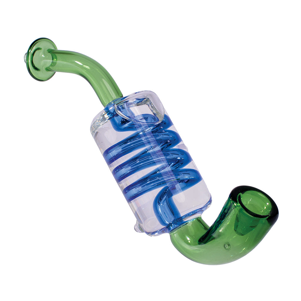 Coil Glycerin Hand Pipe in green color for sale at Honeybee Herb – premium glass hand pipe for smooth smoking sessions