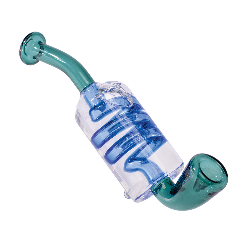 Coil Glycerin Hand Pipe in lake green color available at Honeybee Herb – durable glass smoking pipe for sale online