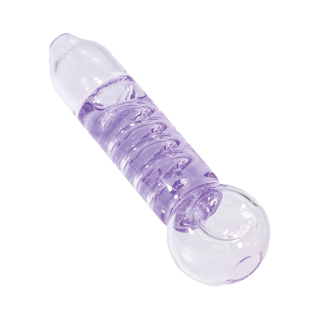 Coil Glycerin Hand Pipe in purple color for sale at Honeybee Herb – durable glass hand pipe for smooth smoking