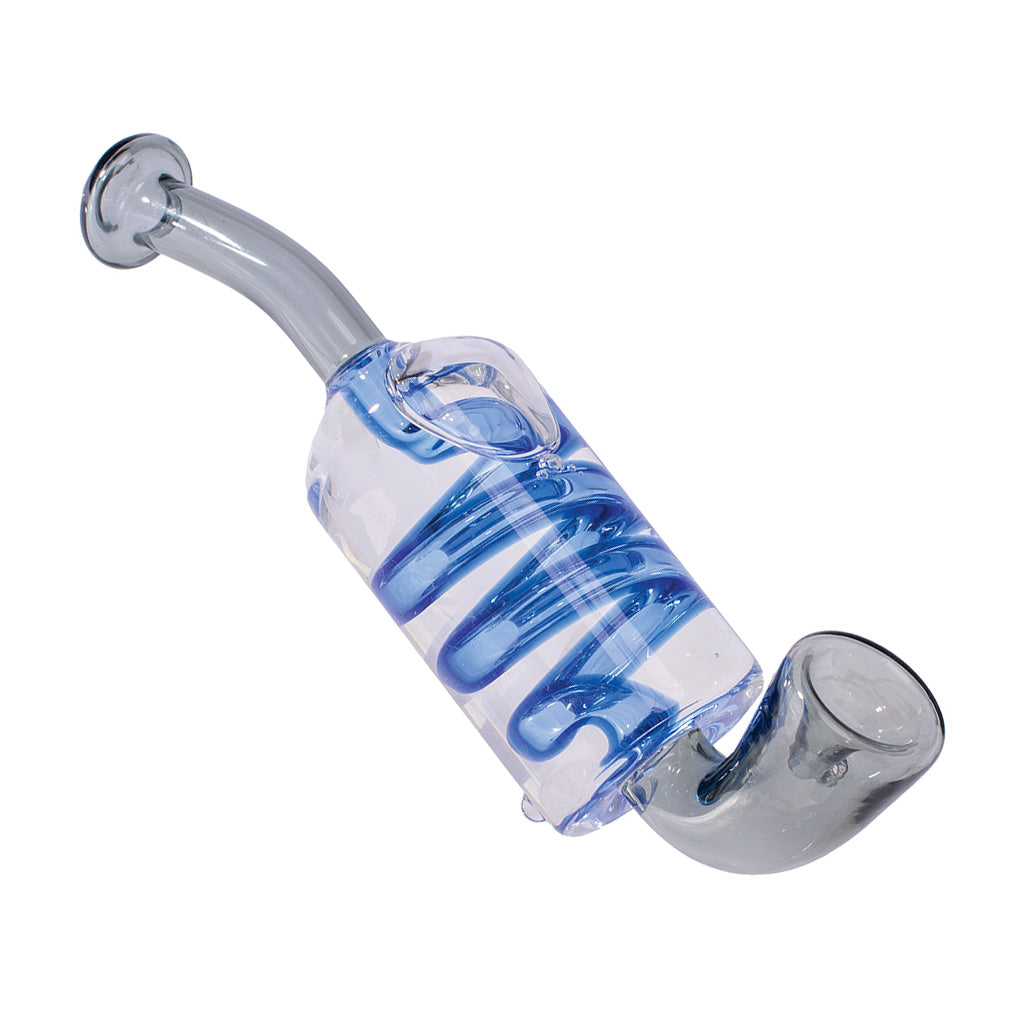 Coil Glycerin Hand Pipe in smoke gray for sale at Honeybee Herb – high-quality glycerin glass pipe for smooth hits