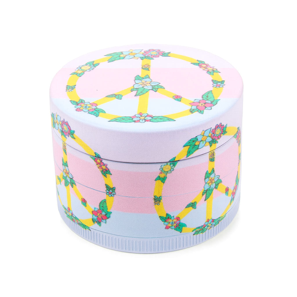 Colorful Psychedelic Peace Symbol 4-Piece Grinder In Floral Peace