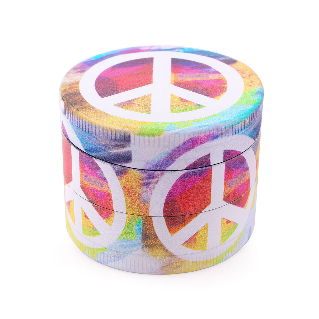Colorful Psychedelic Peace Symbol 4-Piece Grinder In Neon Peace