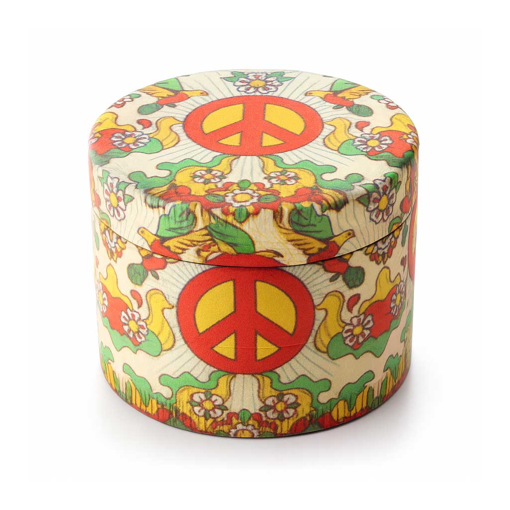 Colorful Psychedelic Peace Symbol 4-Piece Grinder In Orange Peace