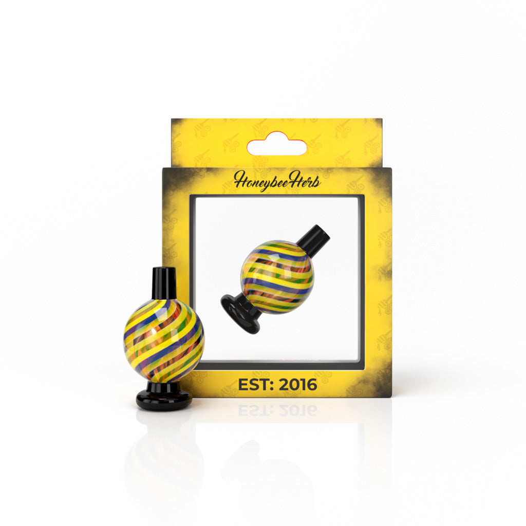 Colorful Stripe On Black Glass Kaleidoscope Bubble Carb Cap Packaging View