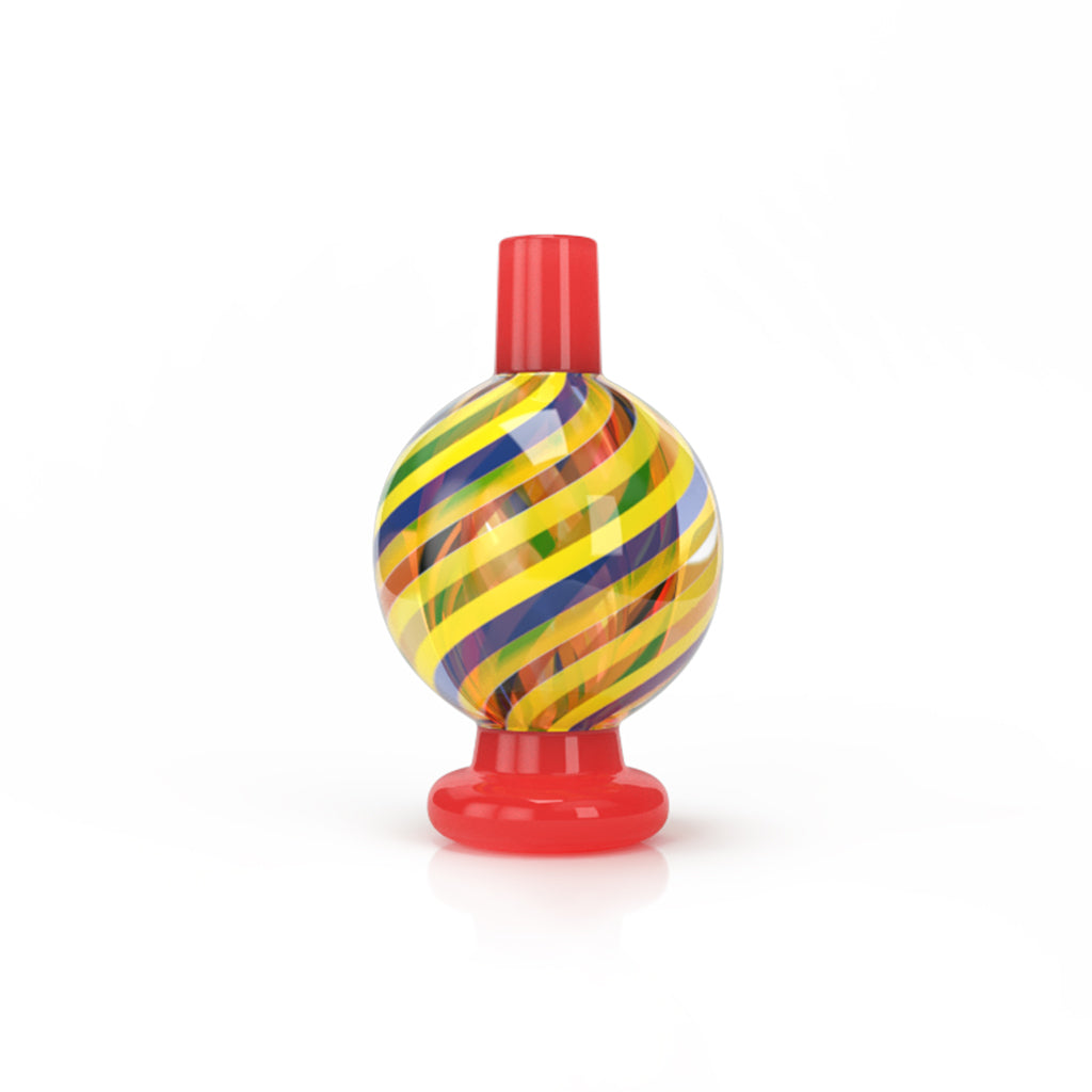 Colorful Stripe On Red Glass Kaleidoscope Bubble Carb Cap Without Packaging Clean View