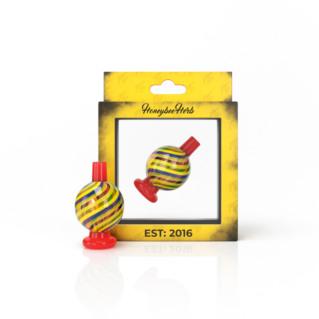 Colorful Stripe On Red Glass Kaleidoscope Bubble Carb Cap Packaging View